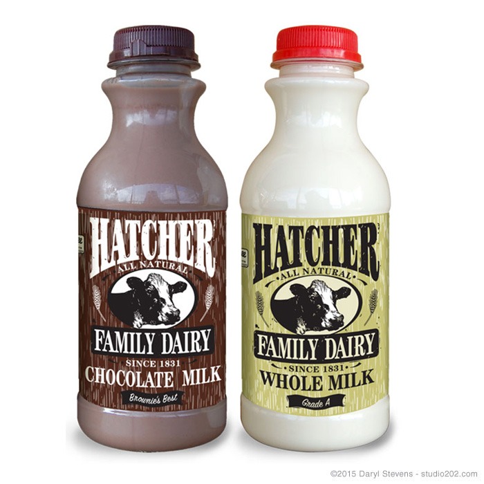 Package Design for Hatcher Family Dairy by Daryl Stevens - Studio 202